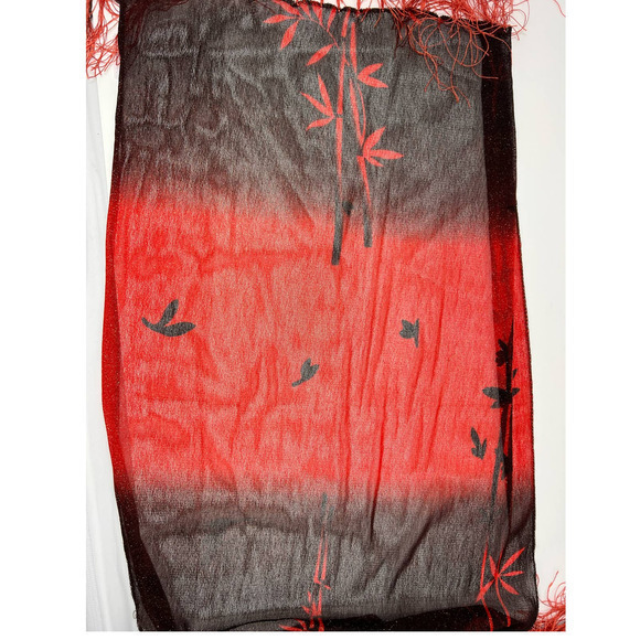 Black and Red Bamboo Scarf 59" Long x 12 1/2" Wide‎ - Picture 4 of 4
